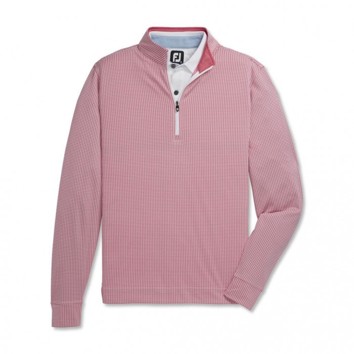 Footjoy Houndstooth Jacquard Quarter-Zip Jakke Herre Rød Hvite | NO-27XFBO