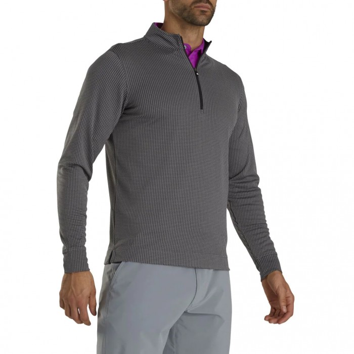 Footjoy Houndstooth Jacquard Quarter-Zip Jakke Herre Svarte | NO-31ZYAX