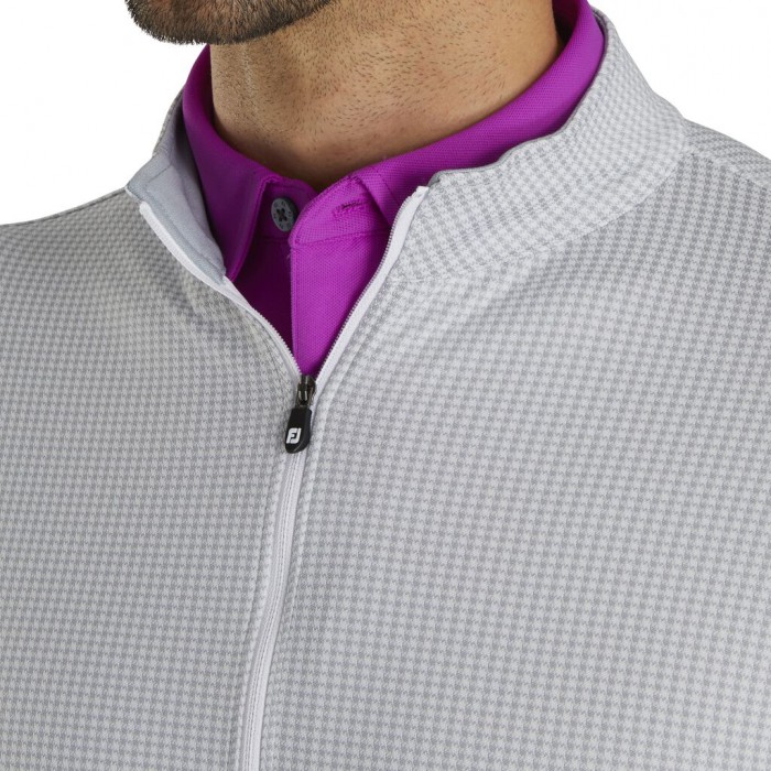 Footjoy Houndstooth Jacquard Quarter-Zip Jakke Herre Grå Hvite | NO-60LVQJ