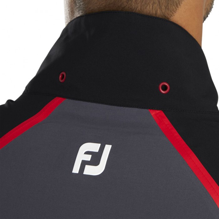 Footjoy HydroTour Rain Jakke Herre Svarte Rød | NO-37NEDC