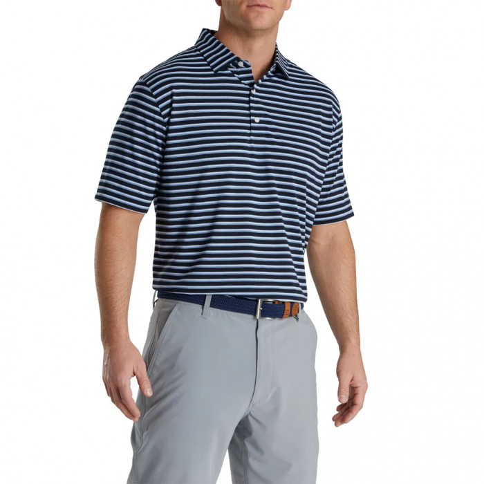 Footjoy Jersey Classic Stripe Skjorte Herre Marineblå Hvite | NO-37KJUZ