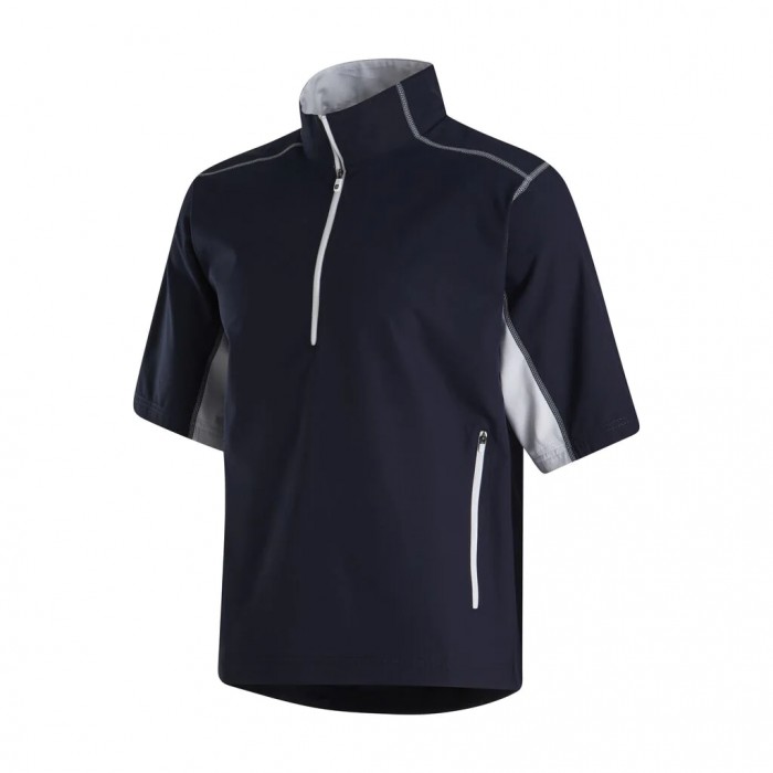 Footjoy Kort Sleeve Sports Vindskjorte Herre Marineblå Hvite | NO-16UXNI