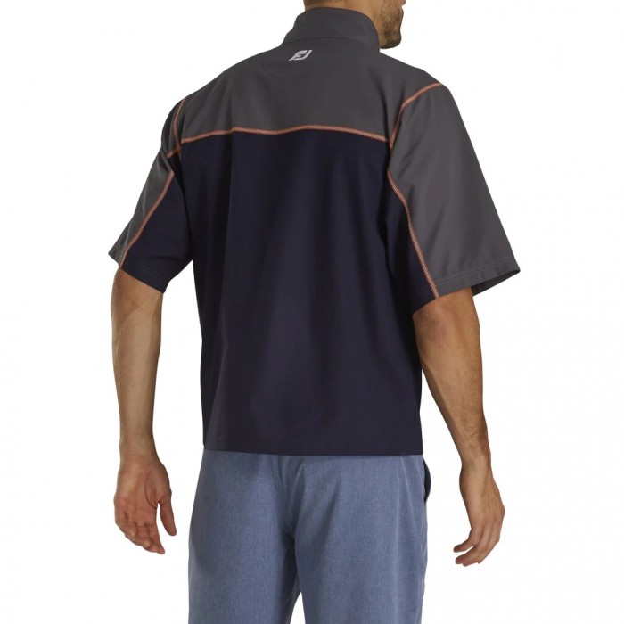 Footjoy Kort Sleeve Sports Vindskjorte Herre Marineblå Oransje | NO-17ITSG