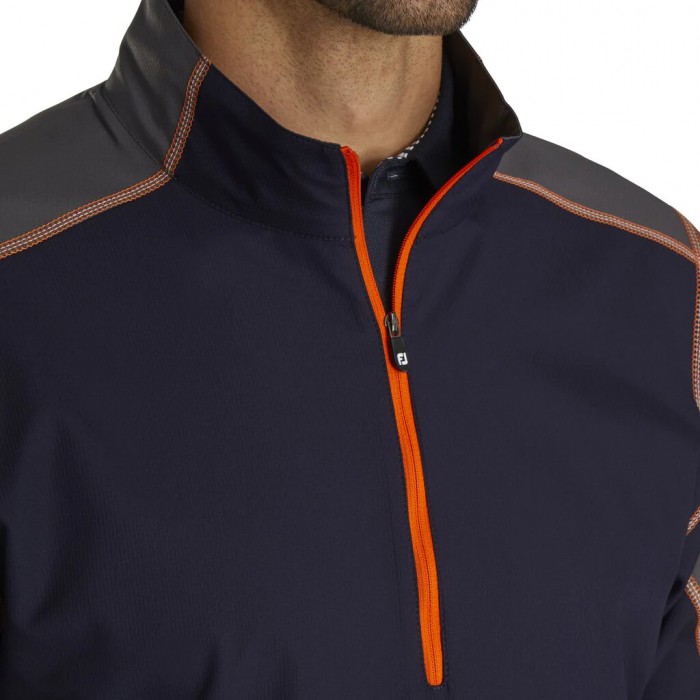 Footjoy Kort Sleeve Sports Vindskjorte Herre Marineblå Oransje | NO-17ITSG