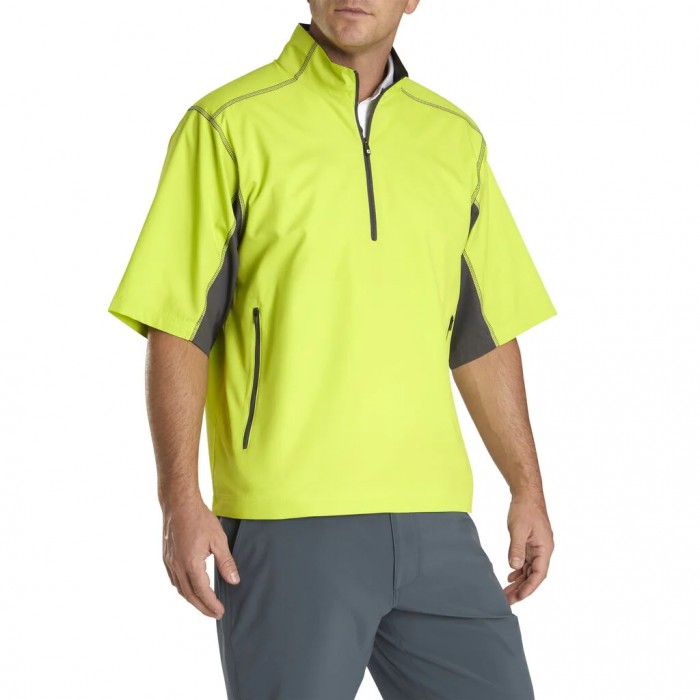 Footjoy Kort Sleeve Sports Vindskjorte Herre Lime / Charcoal | NO-68YVWI