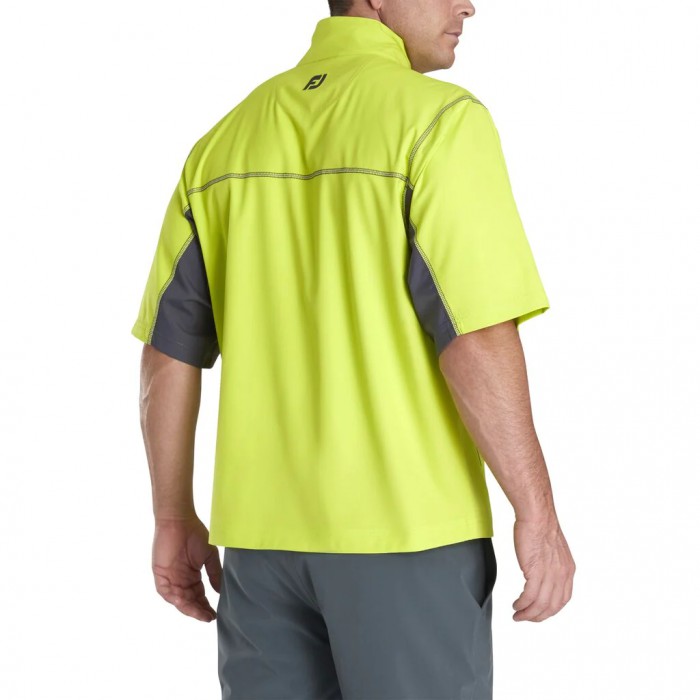 Footjoy Kort Sleeve Sports Vindskjorte Herre Lime / Charcoal | NO-68YVWI