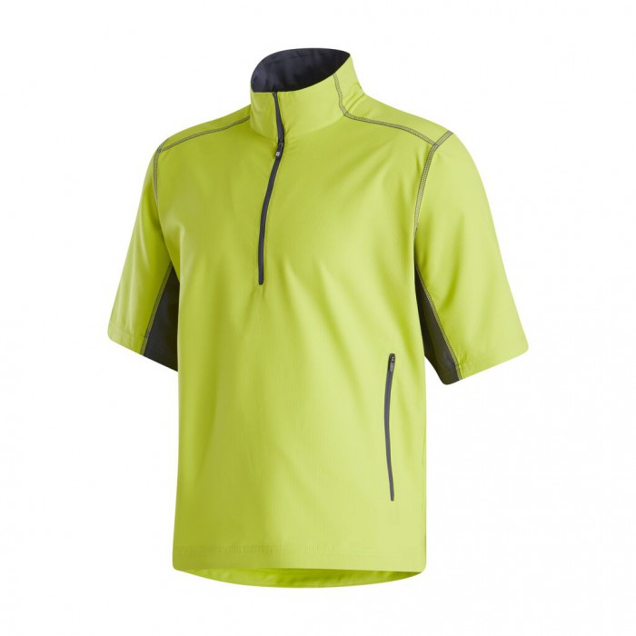 Footjoy Kort Sleeve Sports Vindskjorte Herre Lime / Charcoal | NO-68YVWI