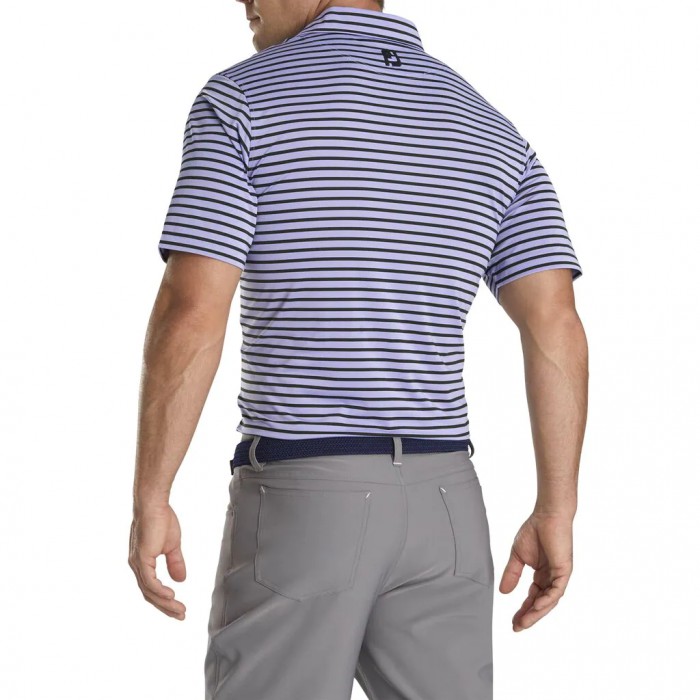 Footjoy Lisle 2-Color Stripe Self Collar Skjorte Herre Lavendel Svarte | NO-13RIQM