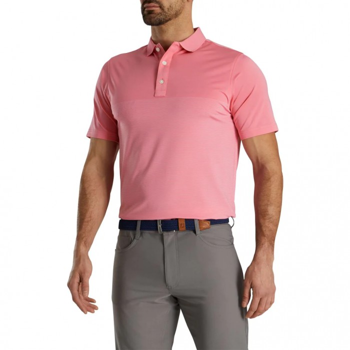 Footjoy Lisle Engineered Pin Stripe Self Collar Skjorte Herre Hvite | NO-59JLEP