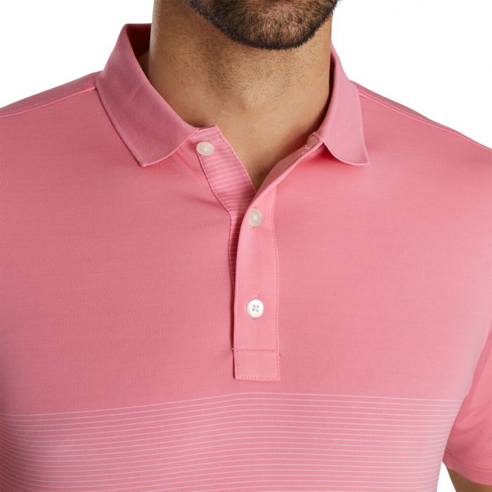 Footjoy Lisle Engineered Pin Stripe Self Collar Skjorte Herre Hvite | NO-59JLEP