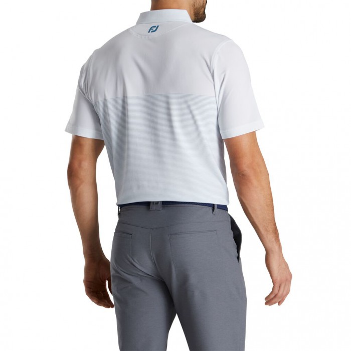 Footjoy Lisle Engineered Pin Stripe Self Collar Skjorte Herre Hvite Kongeblå | NO-63HUFS