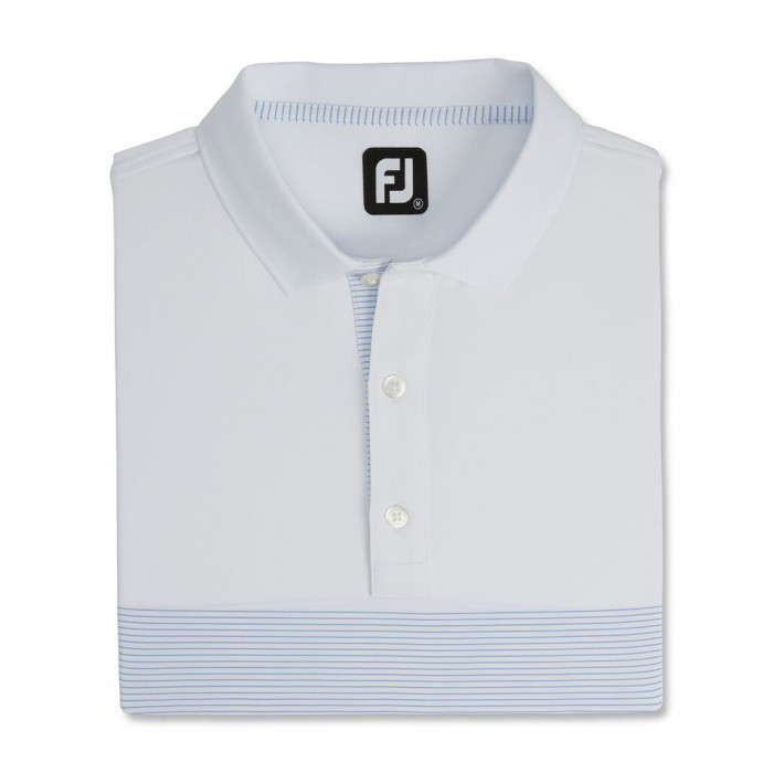 Footjoy Lisle Engineered Pin Stripe Self Collar Skjorte Herre Hvite Kongeblå | NO-63HUFS