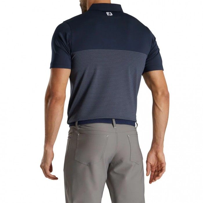 Footjoy Lisle Engineered Pin Stripe Self Collar Skjorte Herre Marineblå Hvite | NO-83NSIC