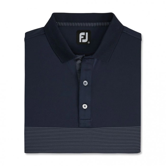 Footjoy Lisle Engineered Pin Stripe Self Collar Skjorte Herre Marineblå Hvite | NO-83NSIC