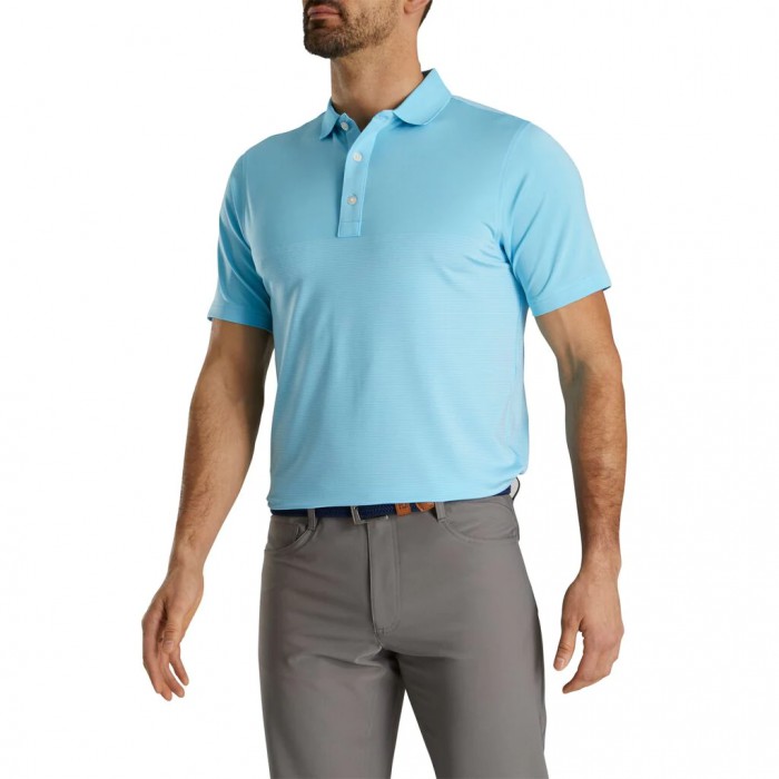 Footjoy Lisle Engineered Pin Stripe Self Collar Skjorte Herre Lyse Blå Hvite | NO-91HMJZ