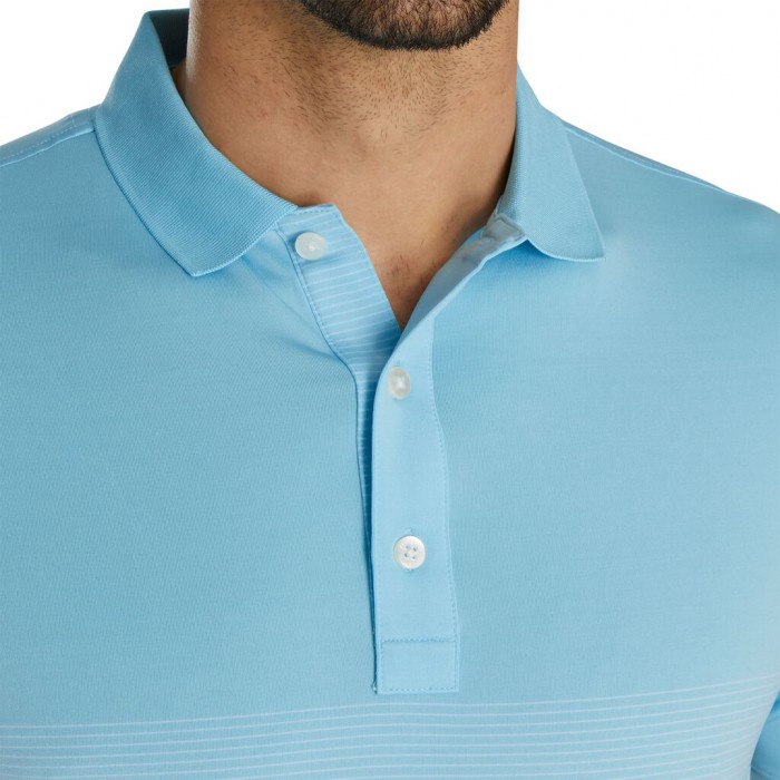 Footjoy Lisle Engineered Pin Stripe Self Collar Skjorte Herre Lyse Blå Hvite | NO-91HMJZ