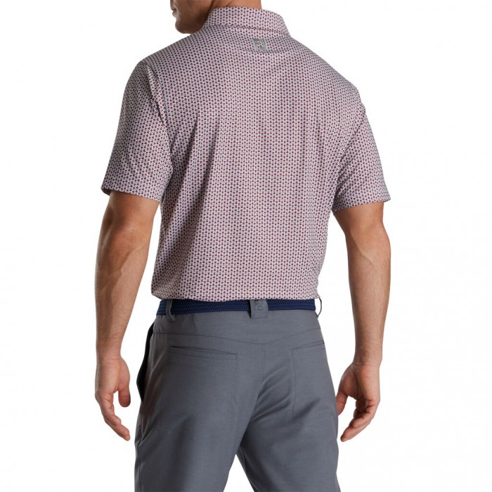 Footjoy Loop Print Lisle Self Collar Skjorte Herre Hvite Grå | NO-04OFPS