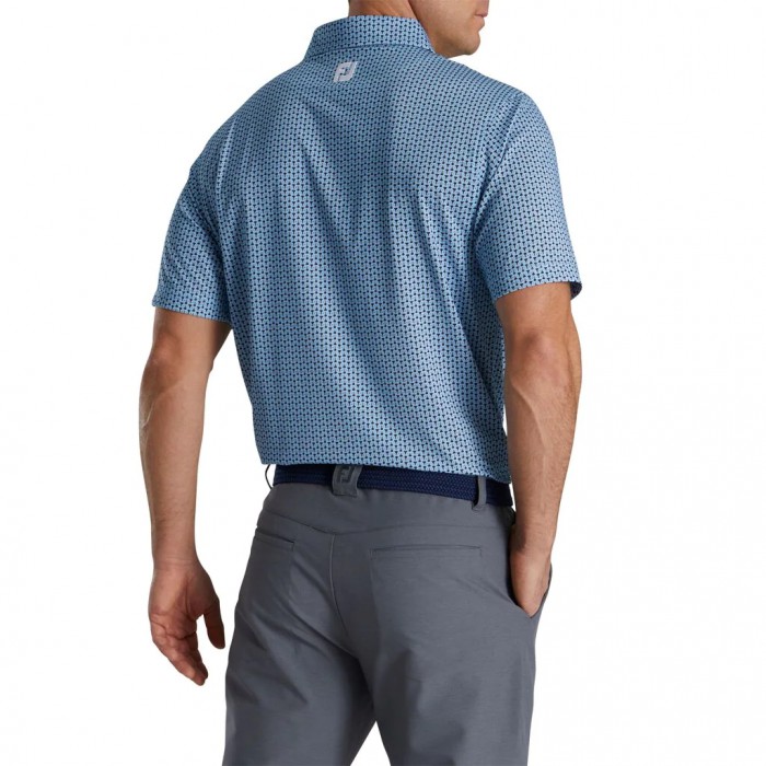 Footjoy Loop Print Lisle Self Collar Skjorte Herre Svarte Blå Hvite | NO-83IAPF