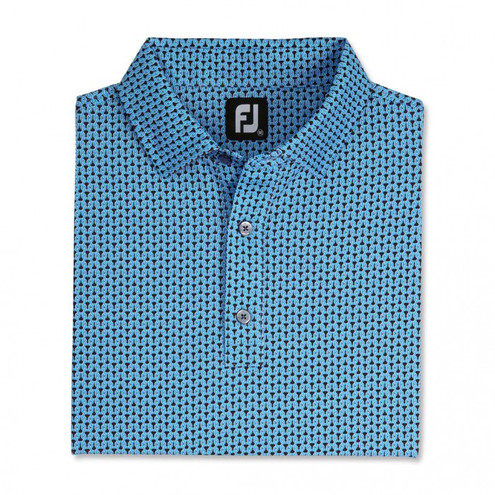 Footjoy Loop Print Lisle Self Collar Skjorte Herre Svarte Blå Hvite | NO-83IAPF