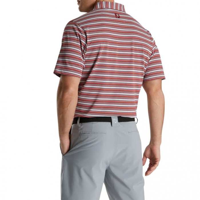 Footjoy Multi-Stripe Stretch Pique Self Collar Skjorte Herre Grå Hvite | NO-31IDTM