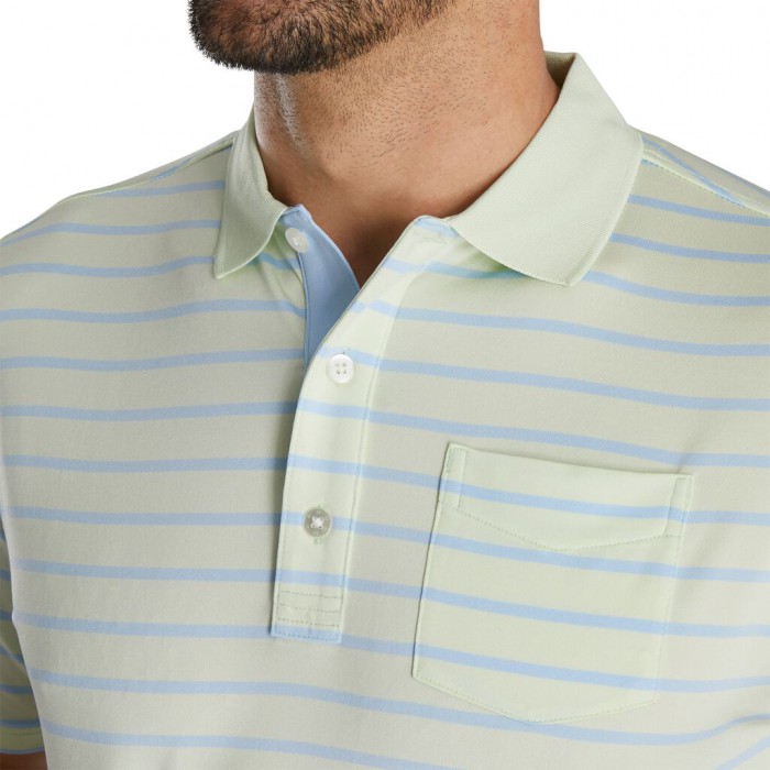 Footjoy Nautical Stripe Lisle Self Collar Skjorte Herre Mint | NO-69GDTZ