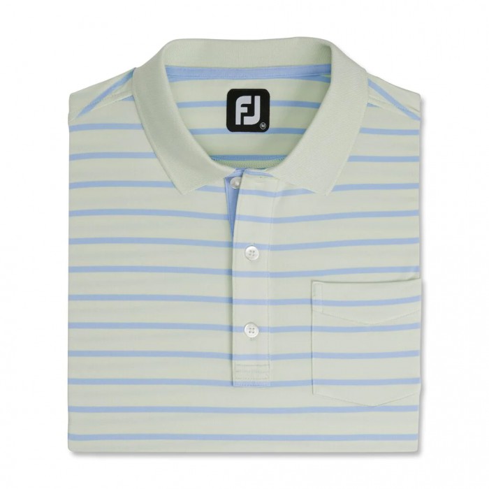 Footjoy Nautical Stripe Lisle Self Collar Skjorte Herre Mint | NO-69GDTZ