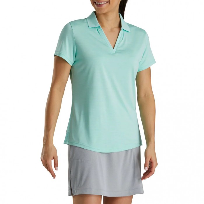 Footjoy Open Placket Space Dye Skjorte Dame Hvite | NO-15CAUL