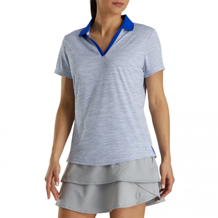 Footjoy Open Placket Space Dye Skjorte Dame Hvite | NO-19EURS