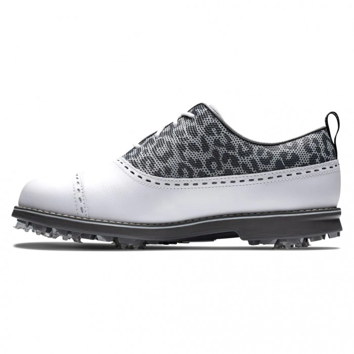 Footjoy Premiere Series - Cap Tå Spikes Golfsko Dame Hvite Leopard | NO-58AJLI