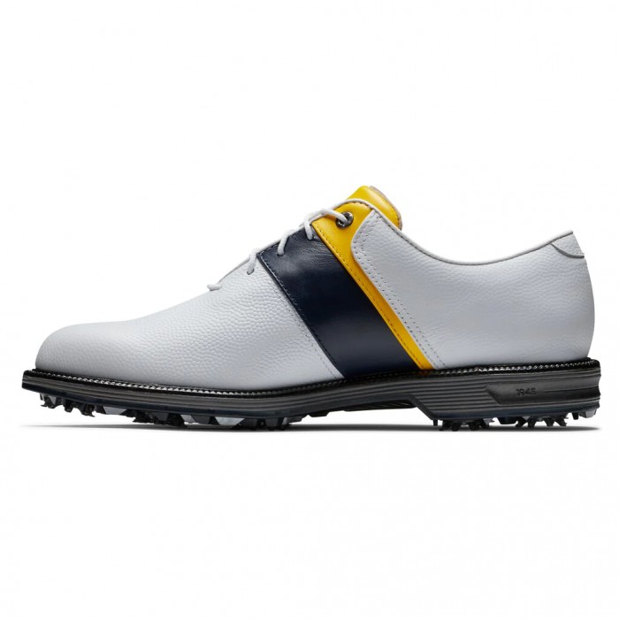 Footjoy Premiere Series - Packard Spikes Golfsko Herre Hvite Marineblå Gul | NO-39NBHG