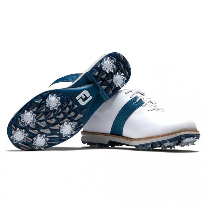 Footjoy Premiere Series Spikes Golfsko Dame Hvite Blå | NO-94TQOF