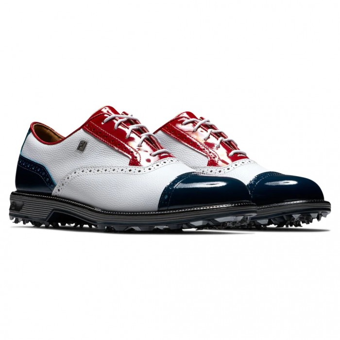 Footjoy Premiere Series - Tarlow Spikes Golfsko Herre Hvite Rød Marineblå | NO-27AXRB