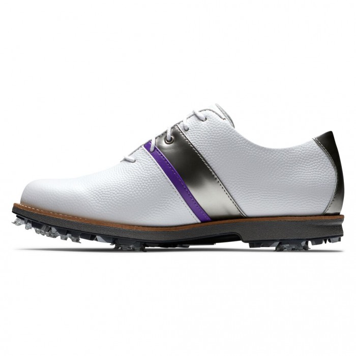 Footjoy Premiere Series - Traditional Spikes Golfsko Dame Hvite Sølv Lilla | NO-09GRQV