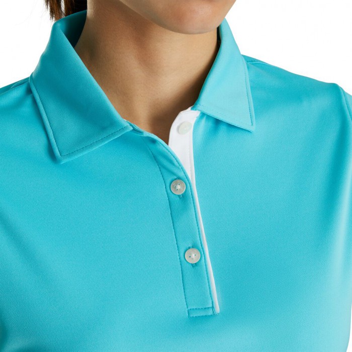 Footjoy ProDry Interlock Ermeløse Self Collar Skjorte Dame Aqua | NO-61CHYK