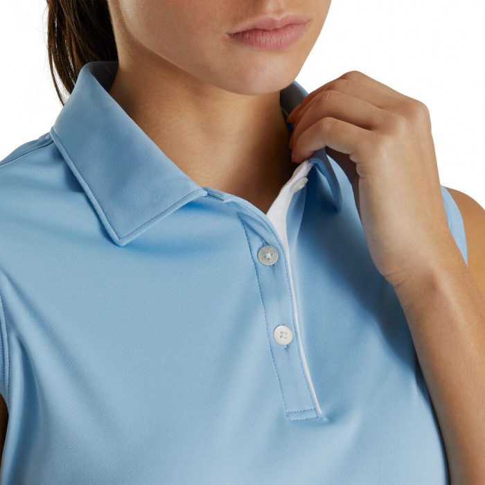 Footjoy ProDry Interlock Ermeløse Self Collar Skjorte Dame Lyse Blå | NO-74NILF