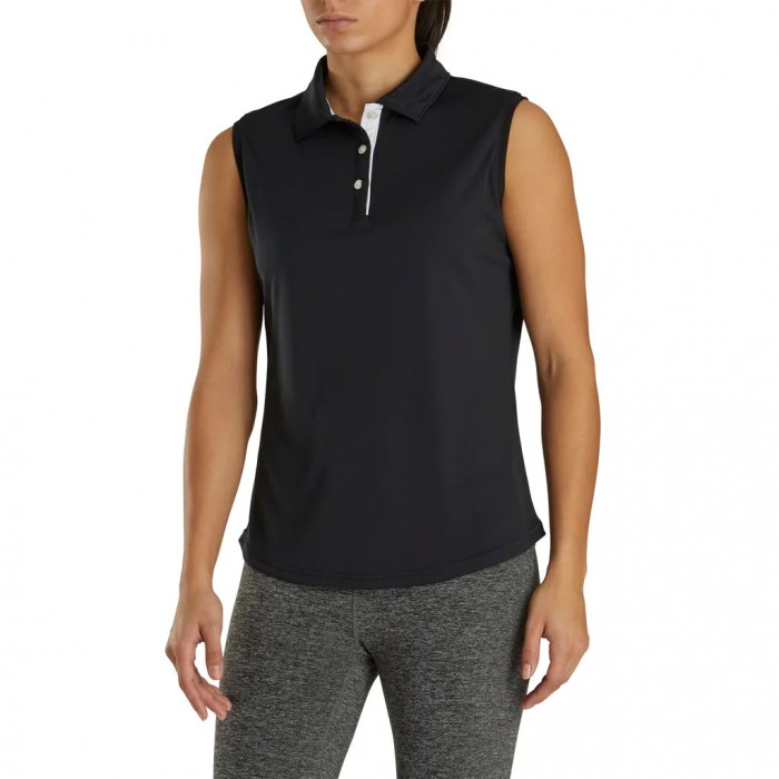 Footjoy ProDry Interlock Ermeløse Self Collar Skjorte Dame Svarte | NO-84APFT