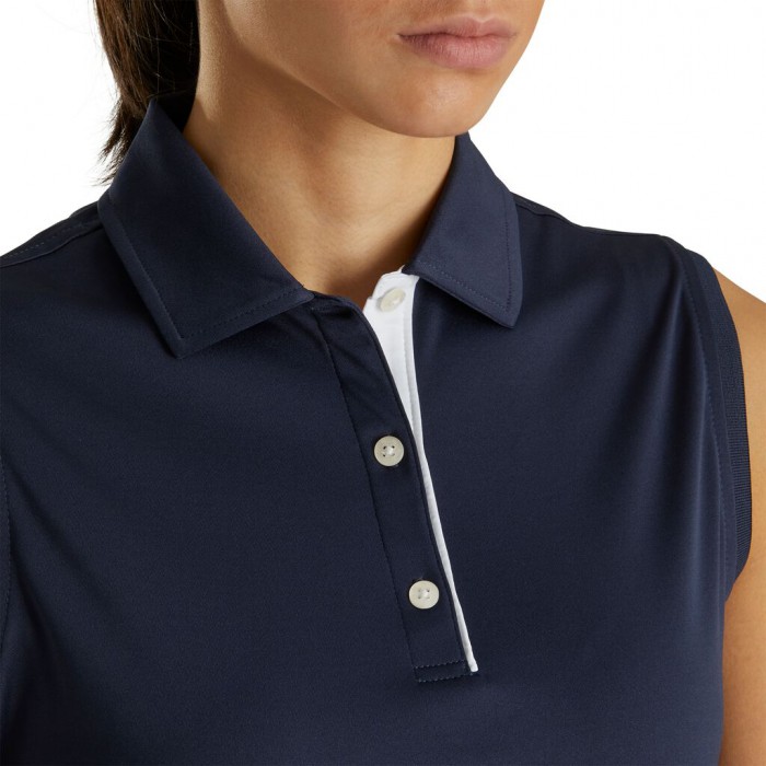 Footjoy ProDry Interlock Ermeløse Self Collar Skjorte Dame Marineblå | NO-93WYRU