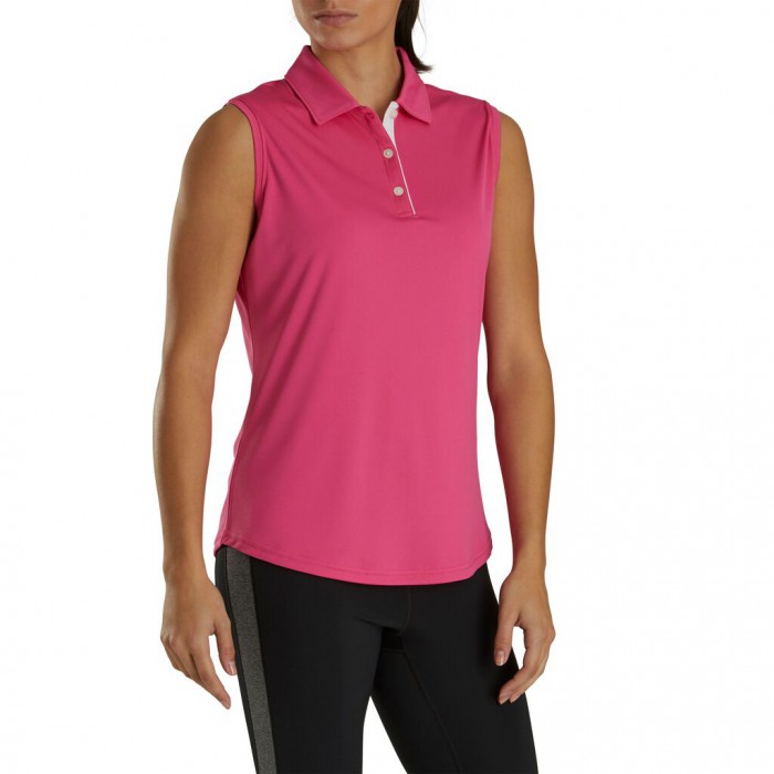 Footjoy ProDry Interlock Ermeløse Self Collar Skjorte Dame Rosa | NO-96IPWC