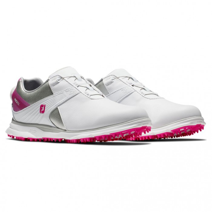 Footjoy Pro|SL BOA Spikeless Golfsko Dame Hvite Sølv Rosa | NO-94FDWS