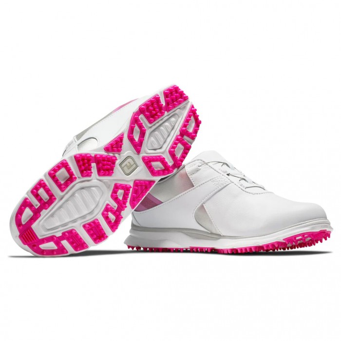 Footjoy Pro|SL BOA Spikeless Golfsko Dame Hvite Sølv Rosa | NO-94FDWS