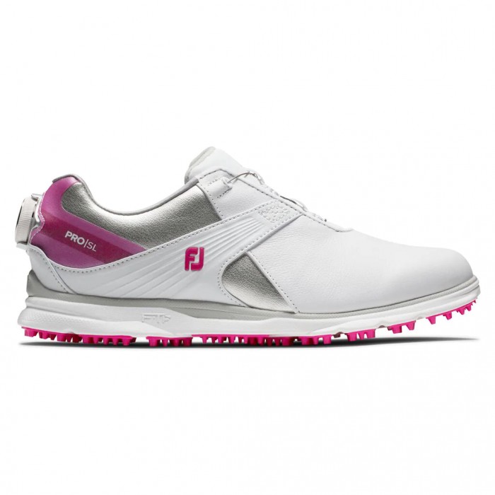 Footjoy Pro|SL BOA Spikeless Golfsko Dame Hvite Sølv Rosa | NO-94FDWS