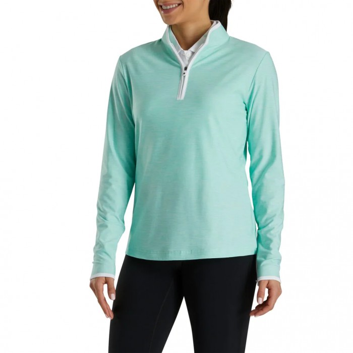 Footjoy Quarter-Zip Space Dye Mid-Layer Jakke Dame Aquamarine | NO-18OHTS