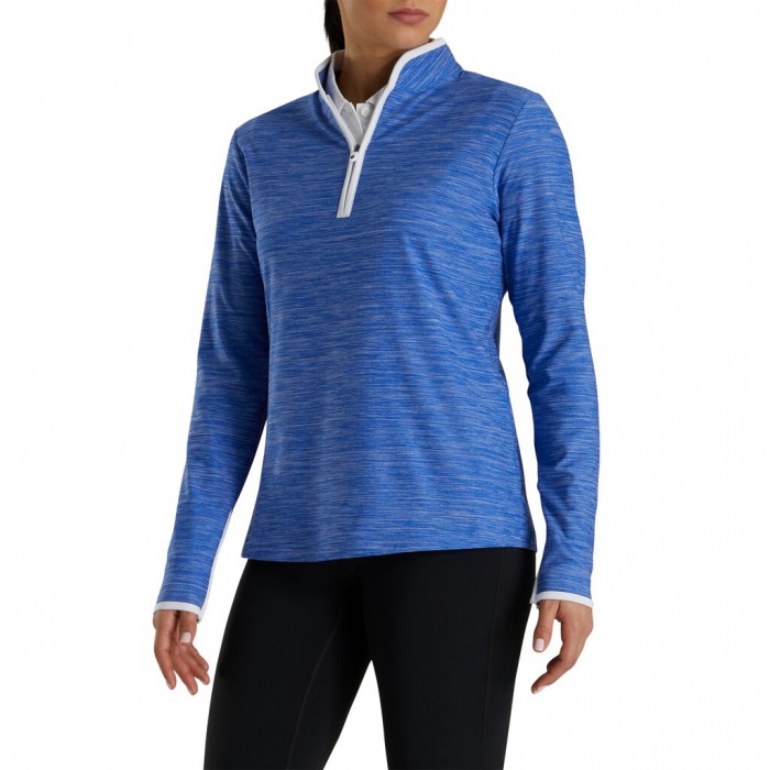 Footjoy Quarter-Zip Space Dye Mid-Layer Jakke Dame Cobalt | NO-24HZBN