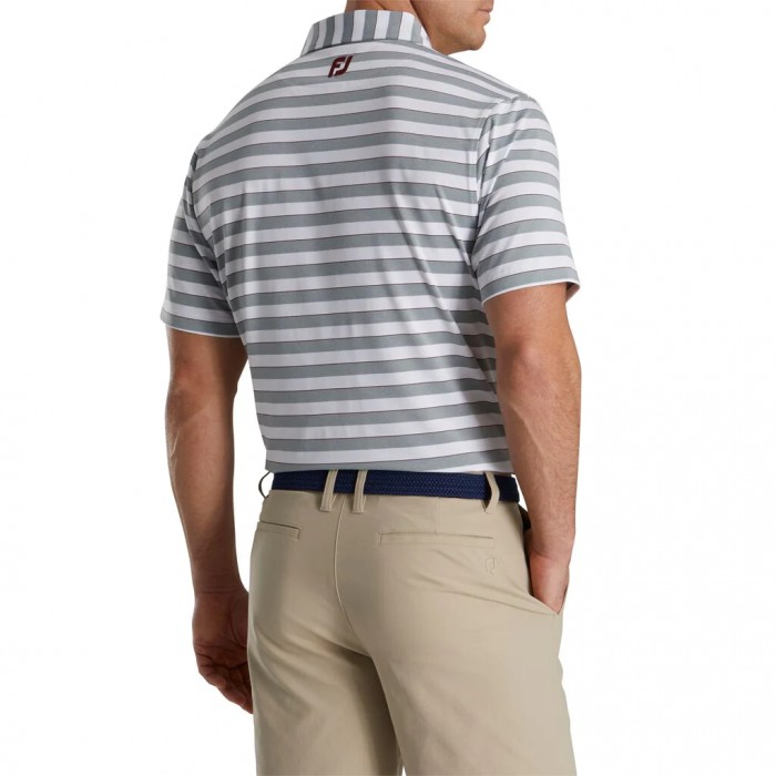 Footjoy Regency Stripe Lisle Self Collar Skjorte Herre Grå Hvite | NO-34SFYM