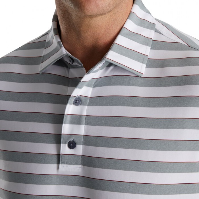 Footjoy Regency Stripe Lisle Self Collar Skjorte Herre Grå Hvite | NO-34SFYM