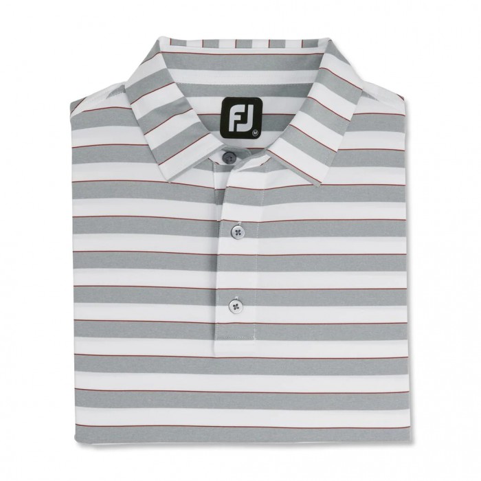 Footjoy Regency Stripe Lisle Self Collar Skjorte Herre Grå Hvite | NO-34SFYM