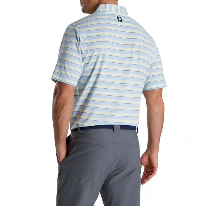 Footjoy Regency Stripe Lisle Self Collar Skjorte Herre Mint Marineblå | NO-71UQVP