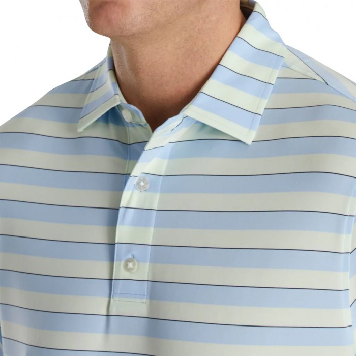 Footjoy Regency Stripe Lisle Self Collar Skjorte Herre Mint Marineblå | NO-71UQVP