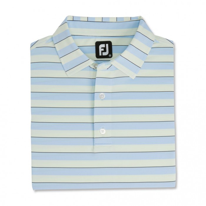 Footjoy Regency Stripe Lisle Self Collar Skjorte Herre Mint Marineblå | NO-71UQVP