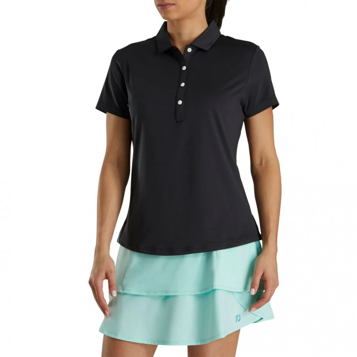 Footjoy Solid Lisle Self Collar Skjorte Dame Svarte | NO-81DLOA